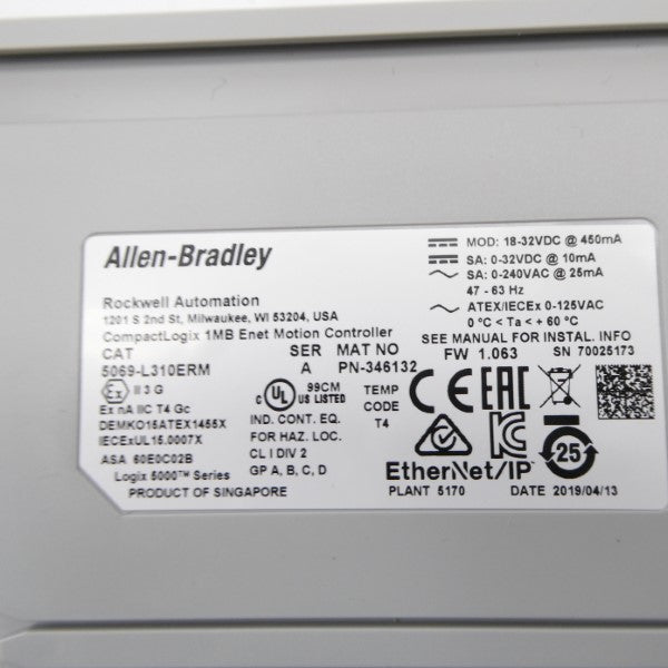 ALLEN BRADLEY 5069-L310ERM SER. A F/W 1.063 18-32VDC NSNP