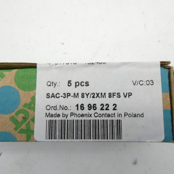 PHOENIX CONTACT SAC-3P-M8Y/2XM8FSVP 1696222 (PKG OF 5) NSFS