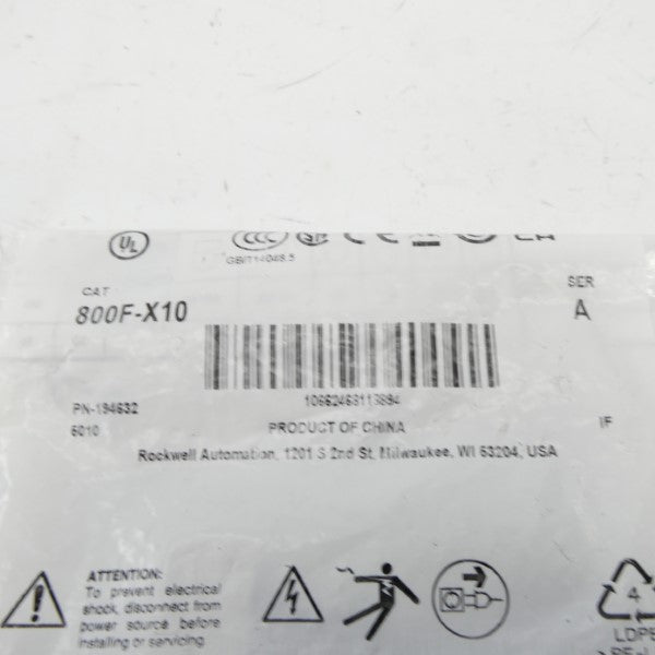 ALLEN BRADLEY 800F-X10 SER. A (PKG OF 5) NSMP