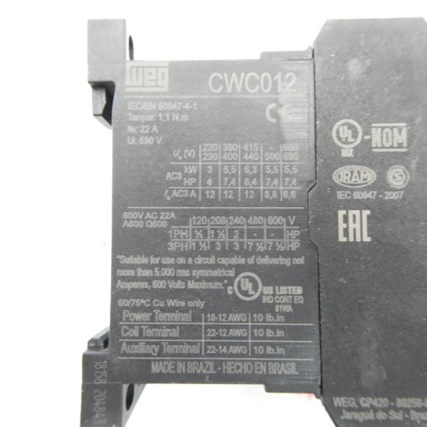 WEG CWC012-10-30L03 24VDC 12A NSMP
