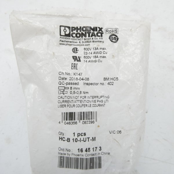 PHOENIX CONTACT HC-B10-I-UT-M 1648173 600V 13A NSMP