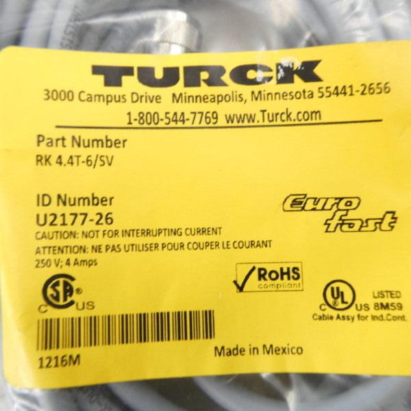 TURCK RK4.4T-6/SV U2177-26 250V 4A NSMP