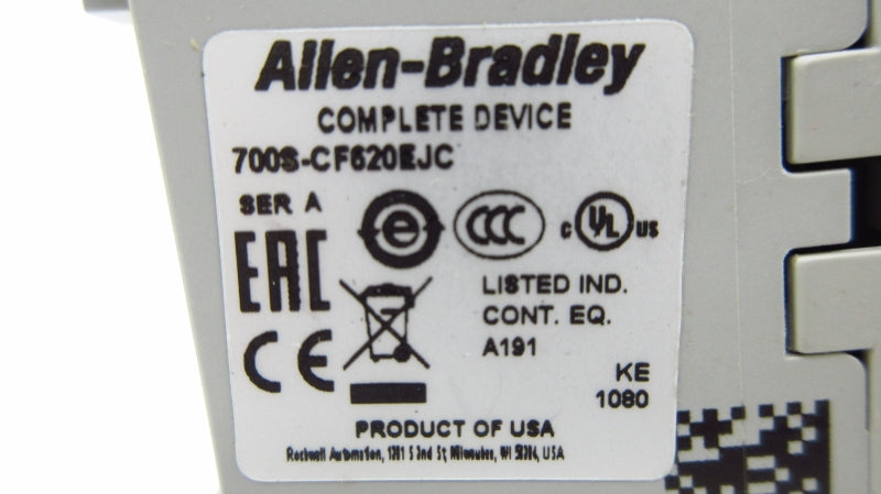 ALLEN BRADLEY 700S-CF620EJC SER. A 24VDC 20A (BR/WH) NSMP