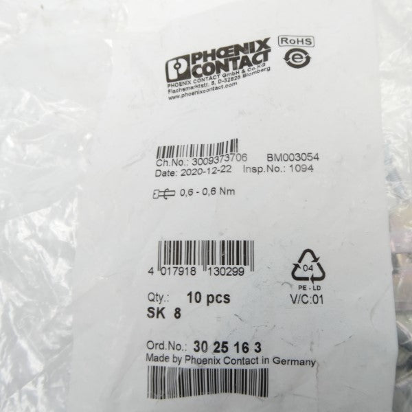 PHOENIX CONTACT SK8 3025163 (PKG OF 8) NSMP