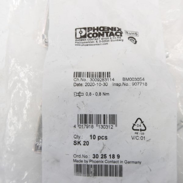 PHOENIX CONTACT SK20 3025189 (PKG OF 8) NSMP