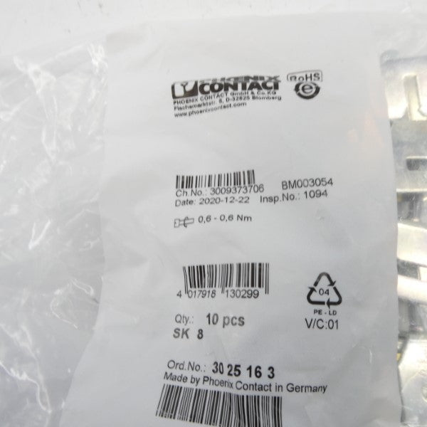 PHOENIX CONTACT SK8 3025163 (PKG OF 9) NSMP
