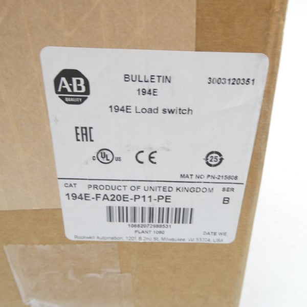 ALLEN BRADLEY 194E-FA20E-P11-PE SER. B (BR/WH) NSMP