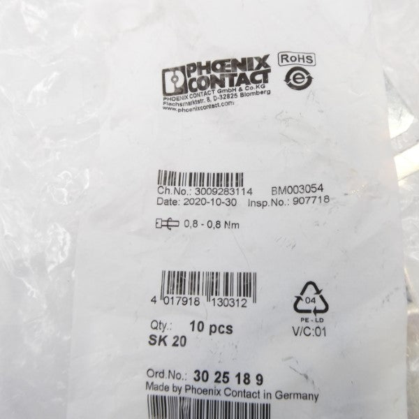 PHOENIX CONTACT SK20 3025189 (PKG OF 6) NSMP