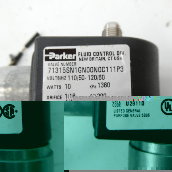 PARKER 71315SN1GN00N0C111P3 110/120V 200PSI 1/16" NSMP