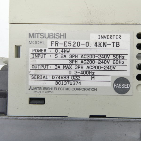 MITSUBISHI FR-E520-0.4KN-TB 200-240VAC 5.2A (AS PICTURED) NSNP