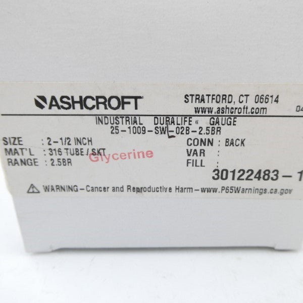 ASHCROFT 25-1009-SWL-02B-2.5BR 2-1/2" NSMP