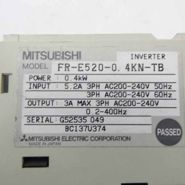 MITSUBISHI FR-E520-0.4KN-TB 200-240VAC 5.2A (AS PICTURED) UNMP