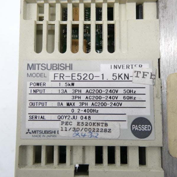 MITSUBISHI FR-E520-1.5KN-TFB 200-240VAC 13A (AS PICTURED) UNMP