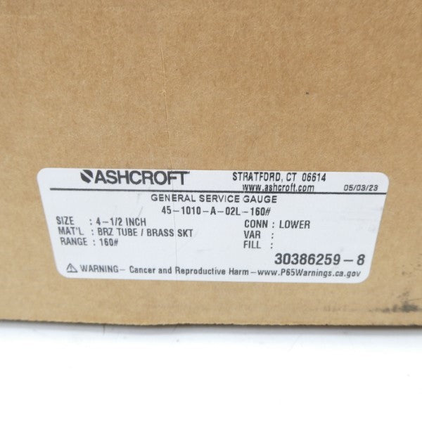 ASHCROFT 45-1010-A-02L-160# 160PSI 4-1/2" NSMP