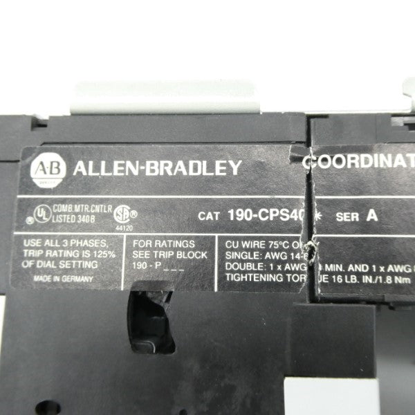 ALLEN BRADLEY 190-CPS40D SER. A 110/120V (WH/YL) NSMP