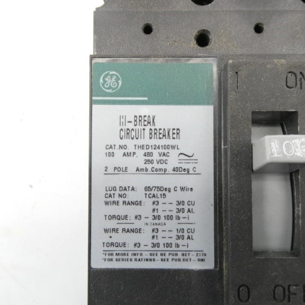 GENERAL ELECTRIC THED124100WL 480VAC 100A NSMP