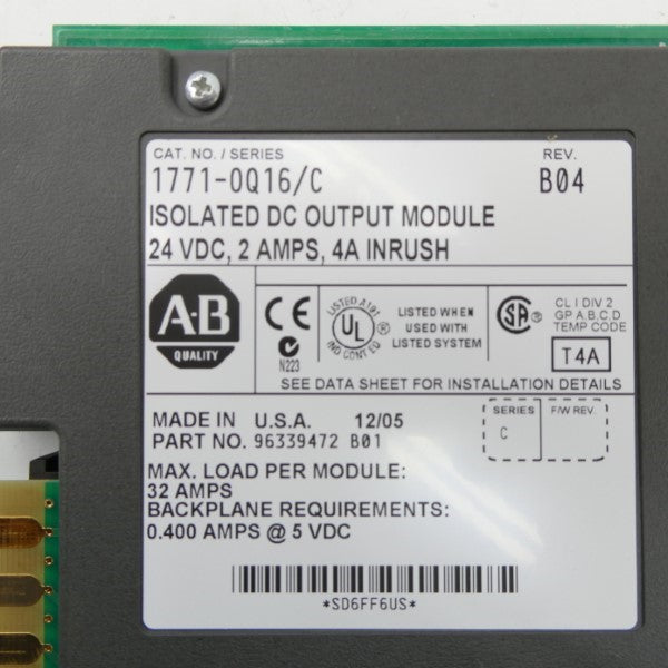 ALLEN BRADLEY 1771-OQ16 SER. C 24VDC 2A REV. B04 NSMP