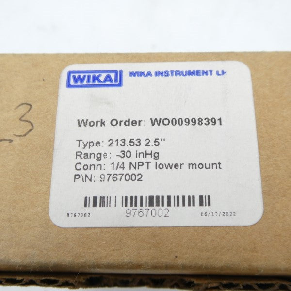 WIKA 9767002 -30INHG 2.5" NSMP