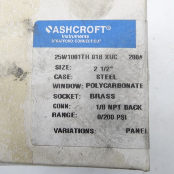 ASHCROFT 25W1001TH01BXUC200# 200PSI 2-1/2" NSMP