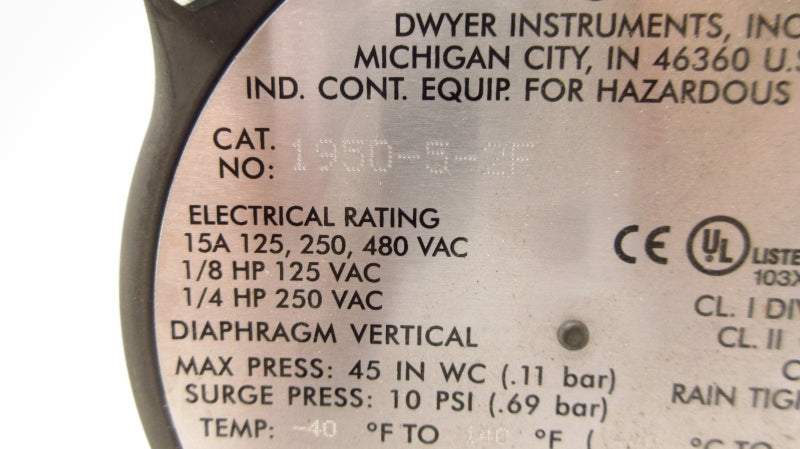 DWYER 1950-5-2F 480VAC 15A 10PSI NSMP