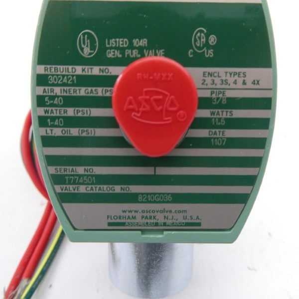 ASCO 8210G036 48VDC 1-40PSI 3/8" NSMP