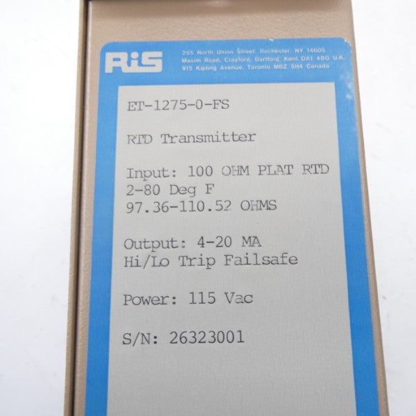 RIS ET-1275-0-FS 115VAC NSNP