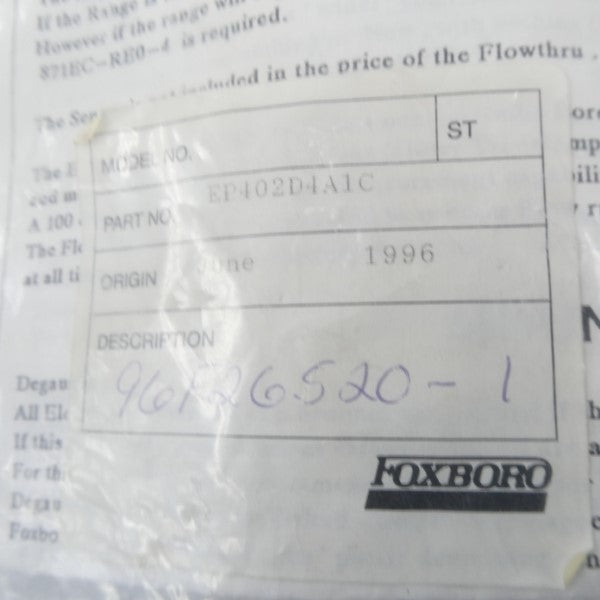 FOXBORO EP402D4A1C NSMP