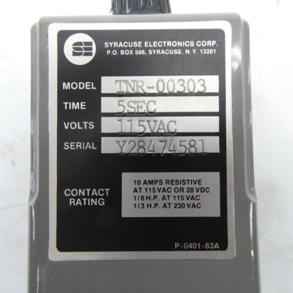 SYRACUSE ELECTRONICS TNR-00303 115VAC 10A NSMP