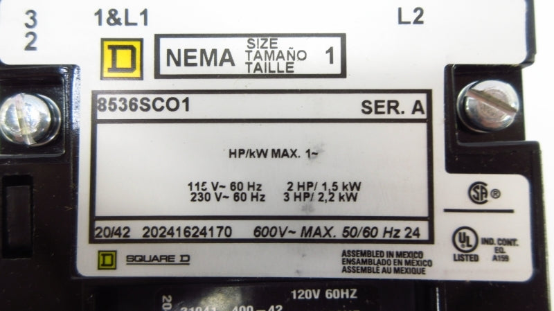 SQUARE D 8536SCO1V02S SER. A 110/120V NSMP