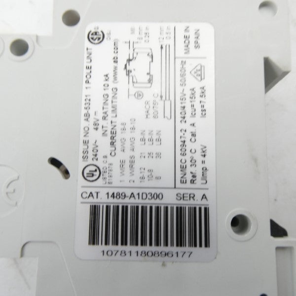 ALLEN BRADLEY 1489-A1D300 SER. A 240V 30A NSNP