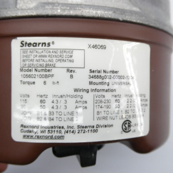 STEARNS 105602100BPF 115V REV. B NSNP