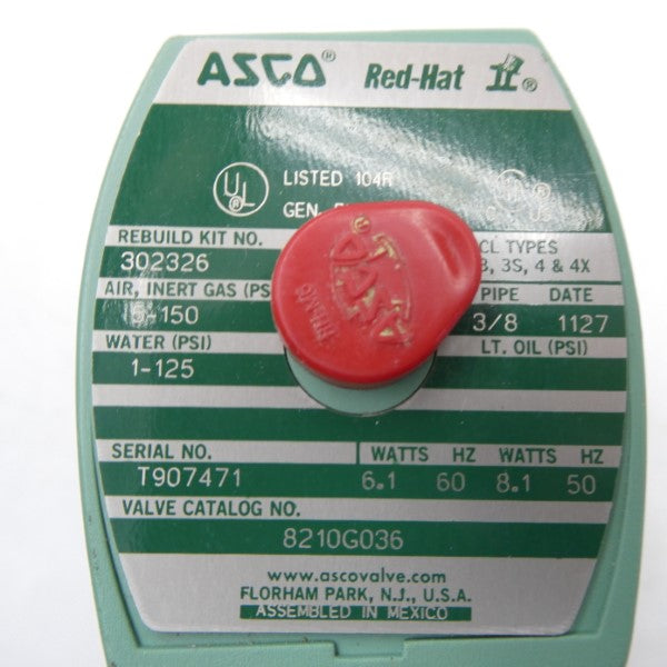 ASCO 8210G036 110/120V 1-150PSI 3/8" NSMP