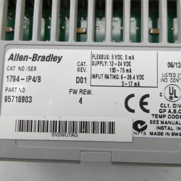 ALLEN BRADLEY 1794-IP4 SER. B F/W 4 12-24VDC REV. D01 NSNP