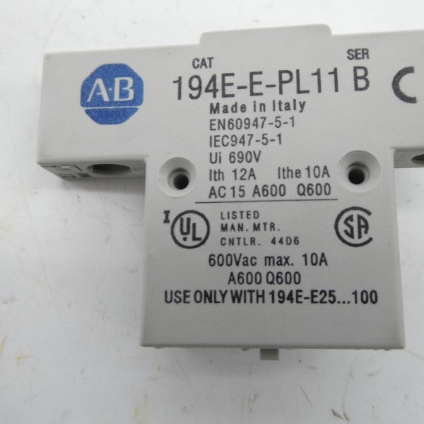 ALLEN BRADLEY 194E-E-PL11 SER. B 600VAC 10A NSNP