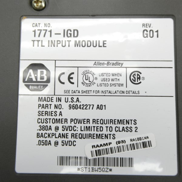 ALLEN BRADLEY 1771-IGD SER. A 5VDC REV. G01 NSMP