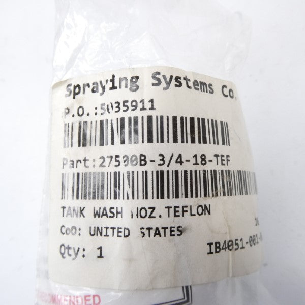 SPRAY SYSTEMS 27500B-3/4-18-TEF NSMP