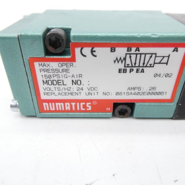 NUMATICS 081SA402E000061 24VDC 0.26A 150PSI NSNP