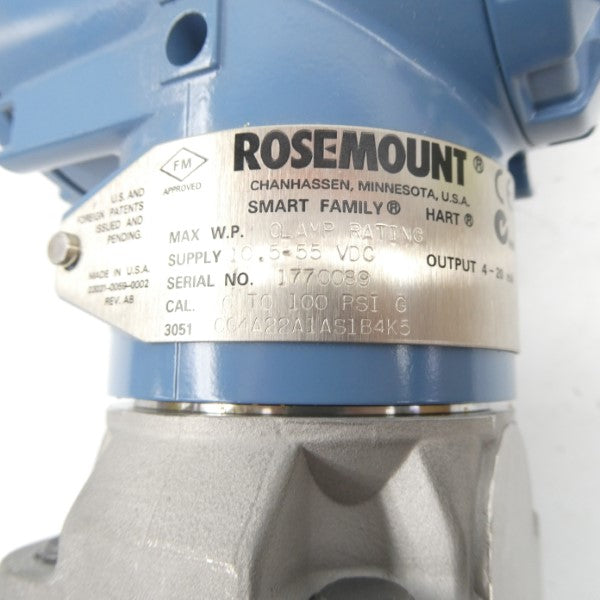 ROSEMOUNT 3051CG4A22A1AS1B4K5 10.5-55VDC 100PSI NSNP