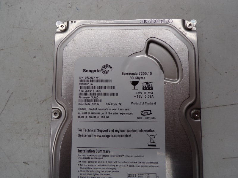 SEAGATE ST380215A 9CY011-305 F/W 3.AAD 12V 0.52A NSNP