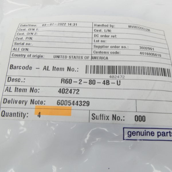 TRI-CLOVER R60-2-80-4B-U (PKG OF 4) NSMP