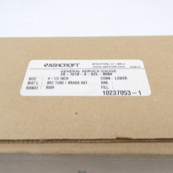 ASHCROFT 45-1010-A-02L-600# 600PSI 4-1/2" NSMP