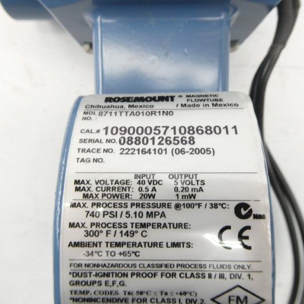 ROSEMOUNT 8711TTA010R1N0 1090005710868011 40VDC 740PSI NSNP