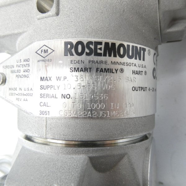 ROSEMOUNT 3051CG3A22A2JS1M6B4E5 10.5-55VDC 36PSI NSNP