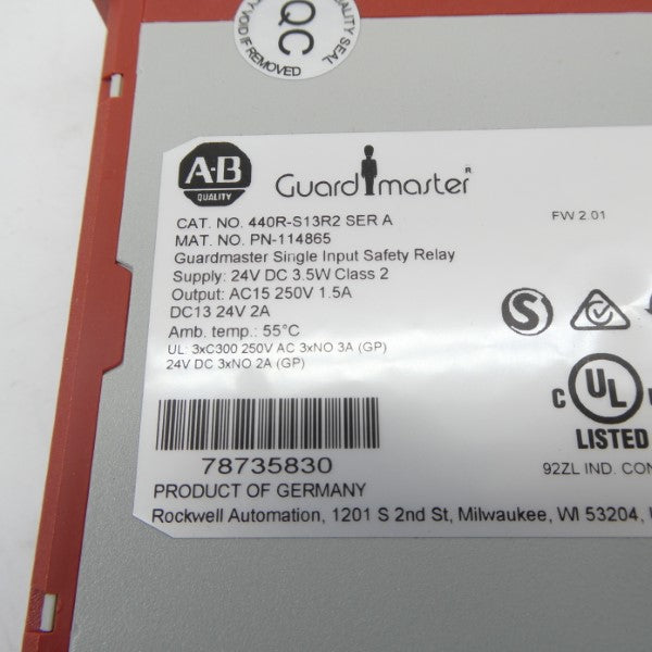 ALLEN BRADLEY 440R-S13R2 SER. A F/W 2.01 250V 2A NSNP