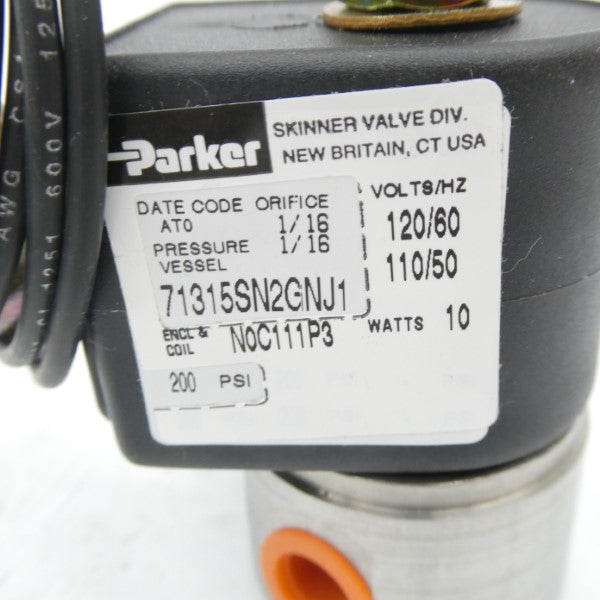 PARKER 71315SN2GNJ1NOC111P3 110/120V 200PSI 1/16" NSNP
