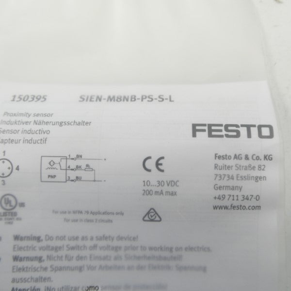 FESTO SIEN-M8NB-PS-S-L 150395 10-30VDC NSMP
