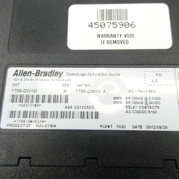 ALLEN BRADLEY 1756-OW16I SER. A F/W 3.2 24VDC NSNP