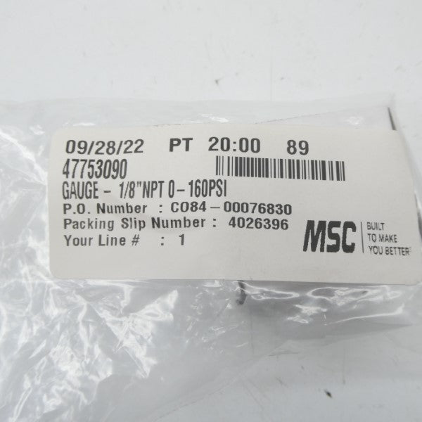 MSC 47753090 0-160PSI 1/8" NSMP
