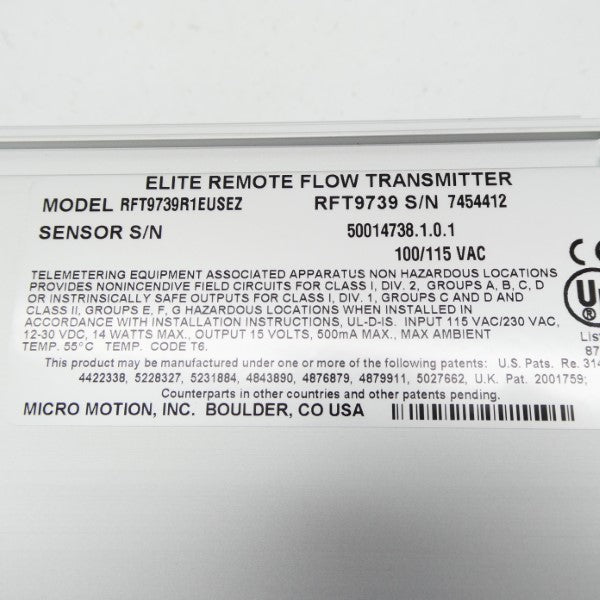 MICRO MOTION RFT9739R1EUSEZ 100/115VAC NSNP
