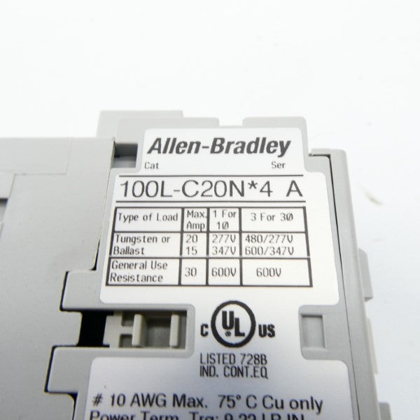 ALLEN BRADLEY 100L-C20NT4 SER. A 240/277VAC (BR/WH) NSMP